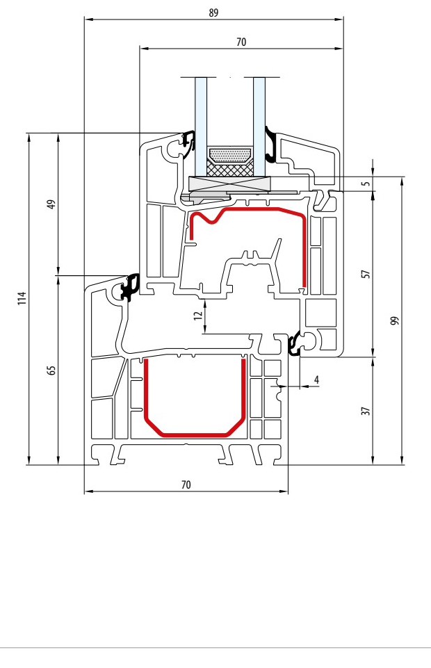 Doorsnede SV-K 70 (maten in mm)